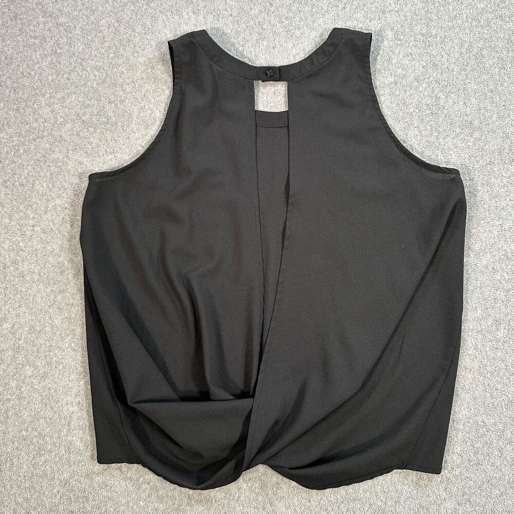 Paper Crane Black Drape Back Tank Top Women's Medium Sheer Sleeveless Cut Out - Picture 7 of 8